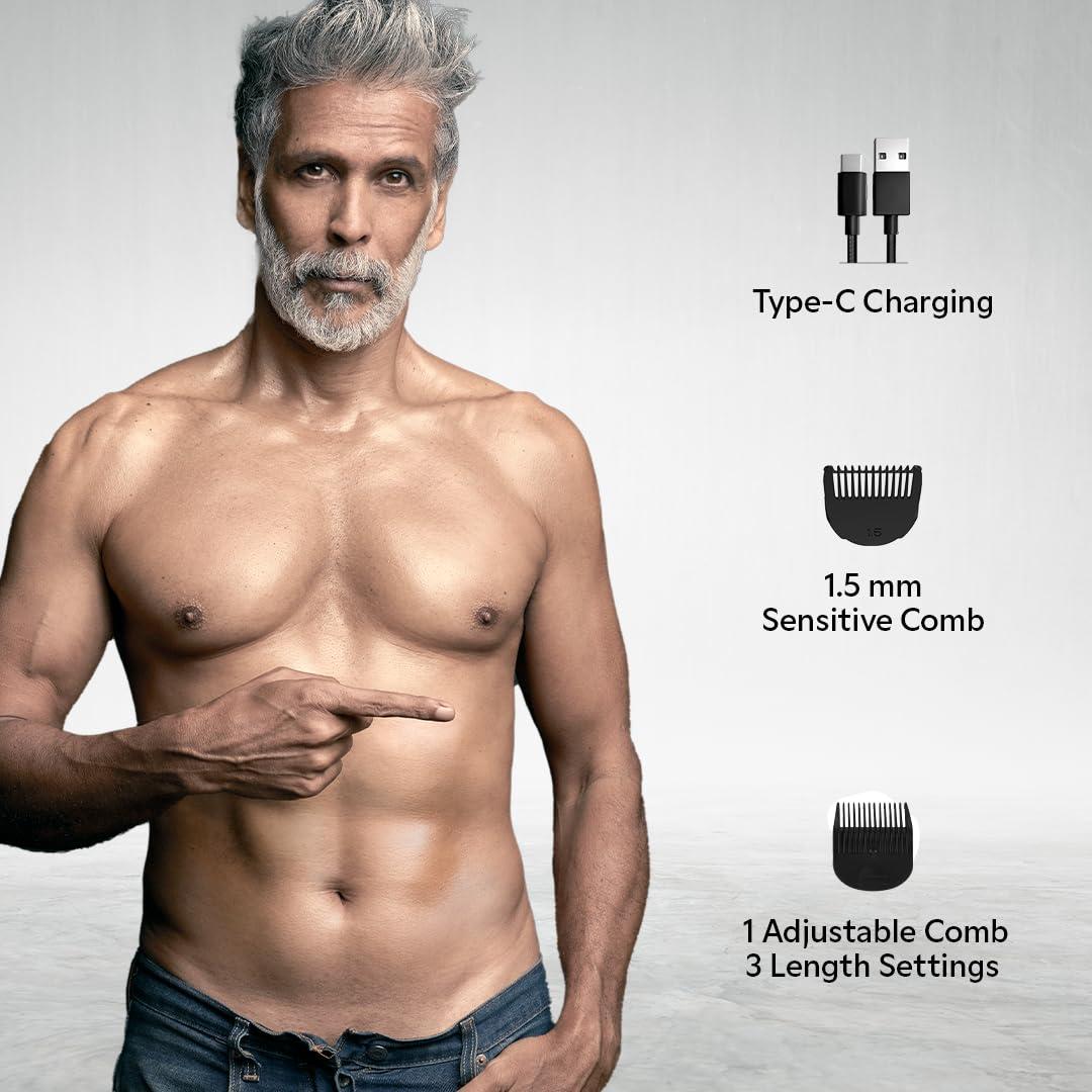 ZLADE Zlade Ballistic PRO Manscaping Body Trimmer for Men - Beard, Body, Pubic Hair Grooming - Waterproof, Cordless, Rechargeable - Smart Travel Lock, Digital Display, Black