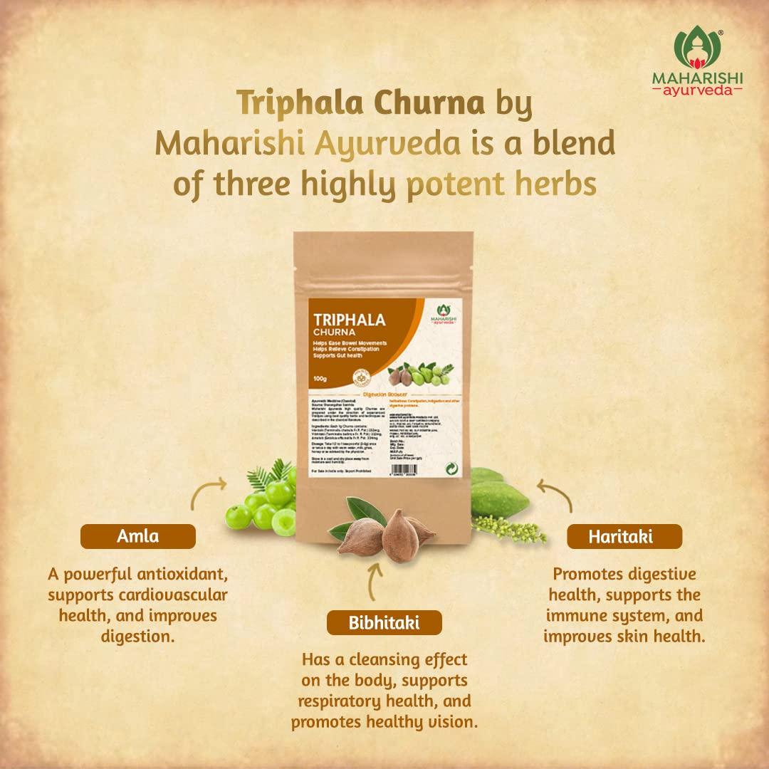 Maharishi Ayurveda Maharishi Ayurveda Triphala Churna -100 g Pack of 2 | Triphala Powder with Haritaki, Amalaki, Vibhitaki | For Bowel Movement | Relieves Constipation | For Digestion, Gut Health, Gas & Acidity Relief