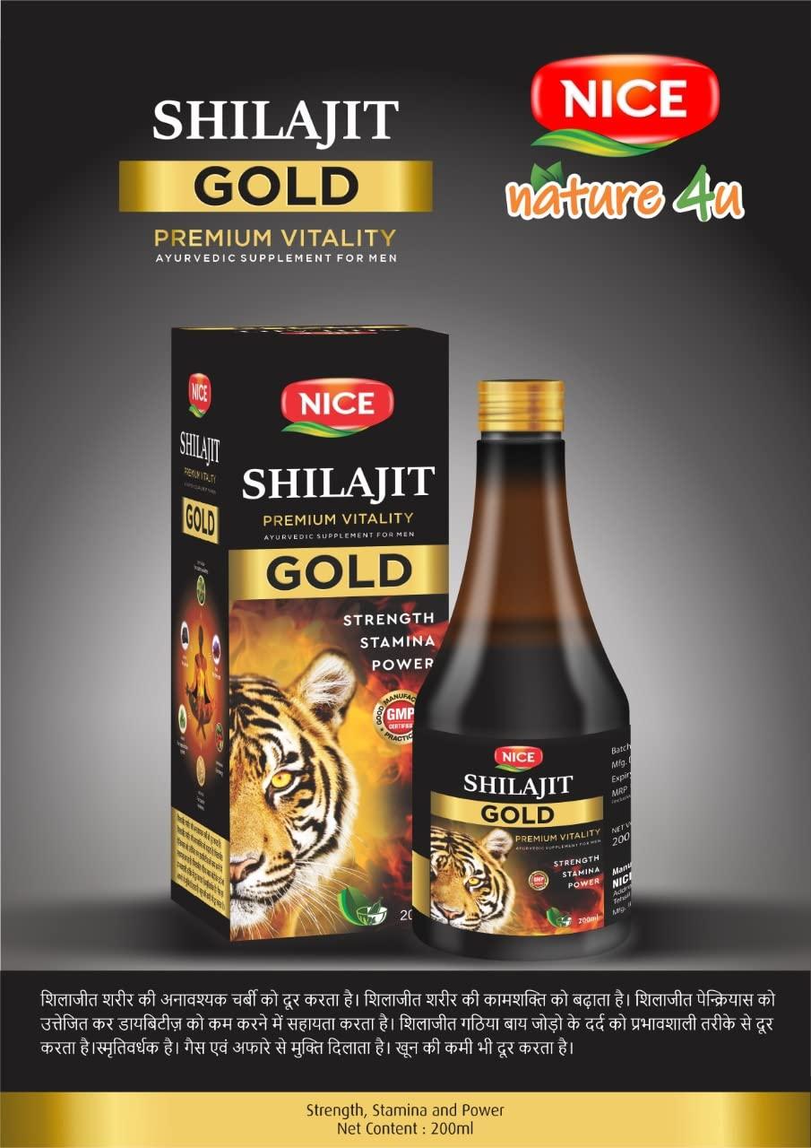 NICE AYURVEDA NICE SHILAJIT GOLD SYRUP PREMIUM ENERGY BOOSTER AYURVEDIC SUPPLEMENT. STRENGTH STAMINA POWER PACK OF 2