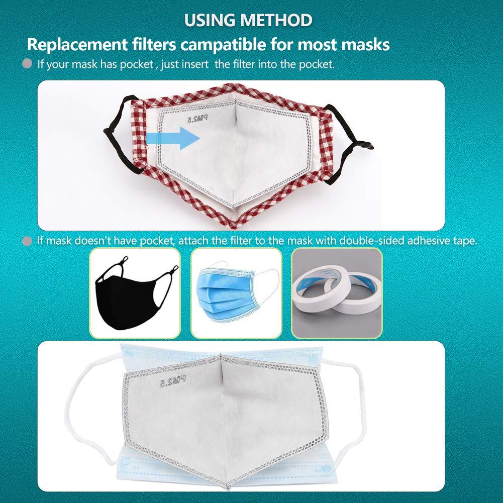 Quejowy New 3D Cutting PM 2.5 Activated Carbon Filter, 5 layers Pm2.5 Filter Insert Dustproof Air Pollution Replaceable Protective Anti Haze Filter Large Size (24)