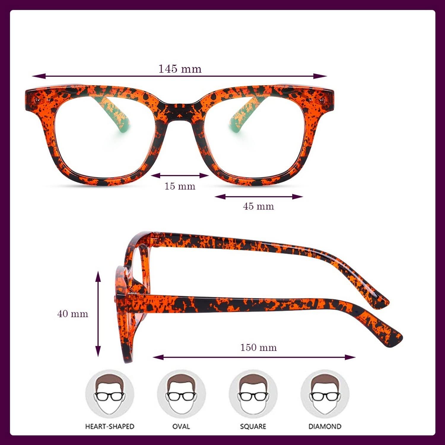 Dervin Dervin Blue Light Blocking Computer Glasses Gaming Filter Transparent Square Eyeglasses for Eye Protection Men and Women, Tablet/Laptop/Mobile/TV, Anti-blue & Anti eyestrain (Brown-Print)