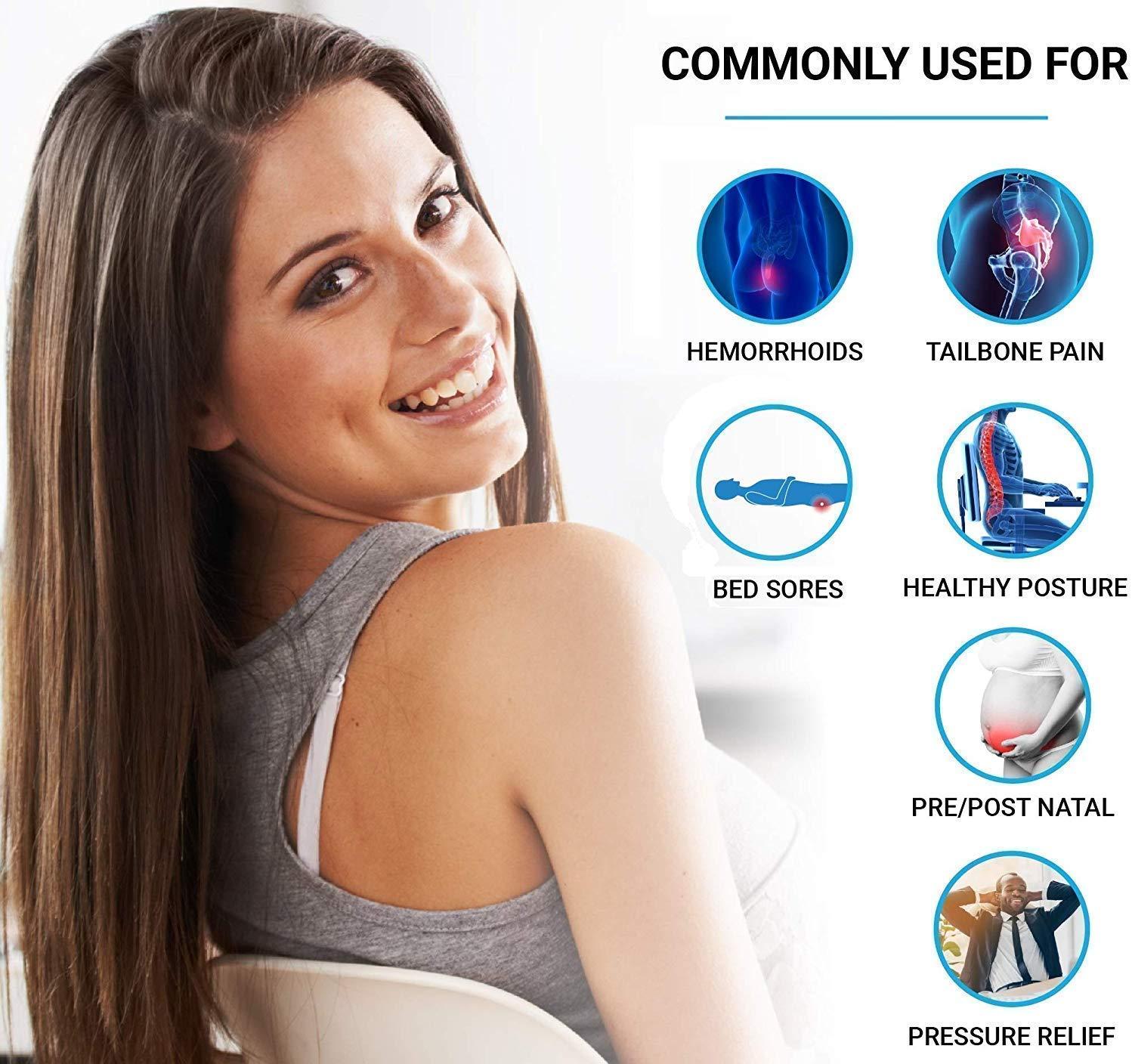 RENEWA Renewa Donut Pillow Use for Piles Tailbone Pain Orthopedic Coccyx Seat Cushion Piles Pillow for Haemorrhoid Pain Relief for Piles Coccyx Sciatica Fistula Prostate Post Natal PU Foam Black