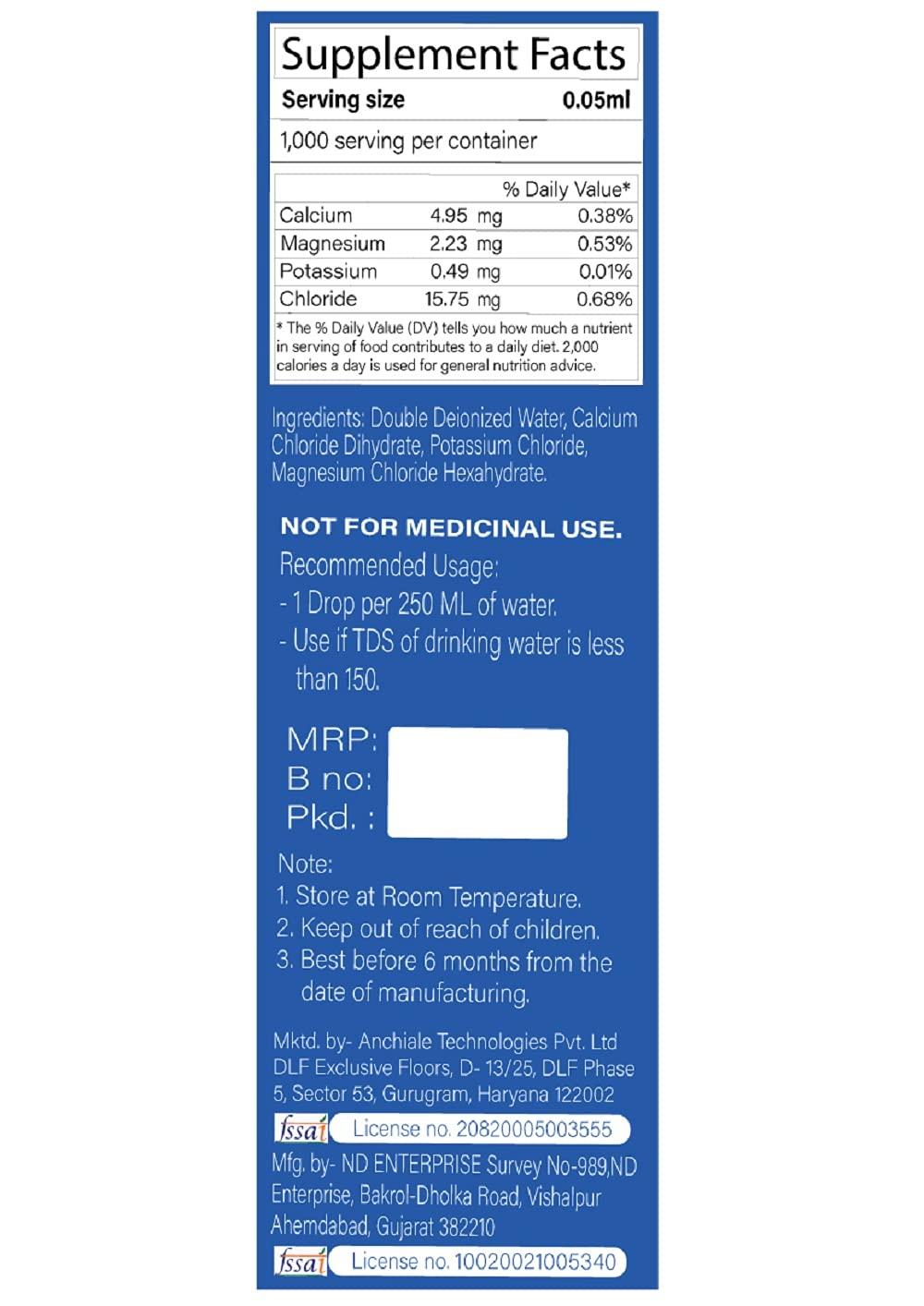 H4O H4O Tds Enhancing Mineral Drops Ro Water. Say Goodbye To Fatigue And Body Aches. Great Alternative To Calcium, Magnesium And Potassium Tablets 1000 Glasses Of Water. (Pack Of 1)