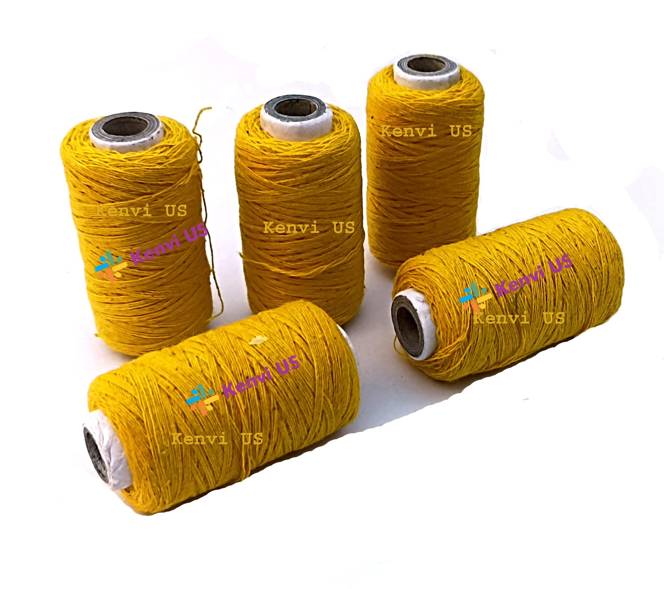 PUSHKART PUSHKART || Best Hindu Religious || Mouli Kalawa || Wrist Thread Band/Mouli Rakhi/Raksha Sutra || (Yellow Mauli Pack of 5 Pcs) || VB-02