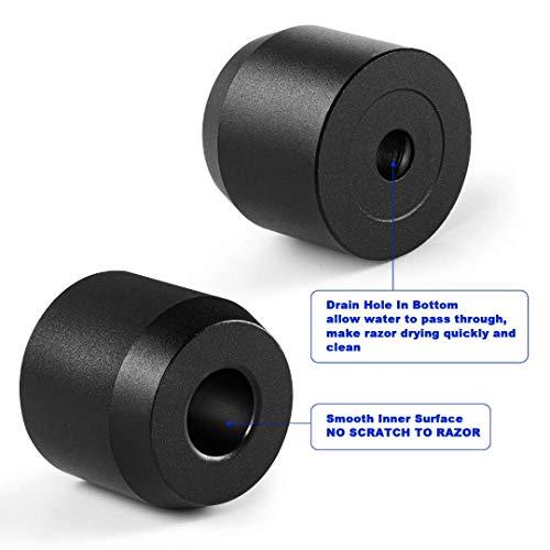 Caudblor 2Pcs Men's Shaving Safety Razor Stand, Caudblor Premium Aluminum Alloy Matte Black Retro Double Edged Razor Holder for Men Women, Simple Small Long Handle DE Razor Base Tool, Cute Shaver Accessories