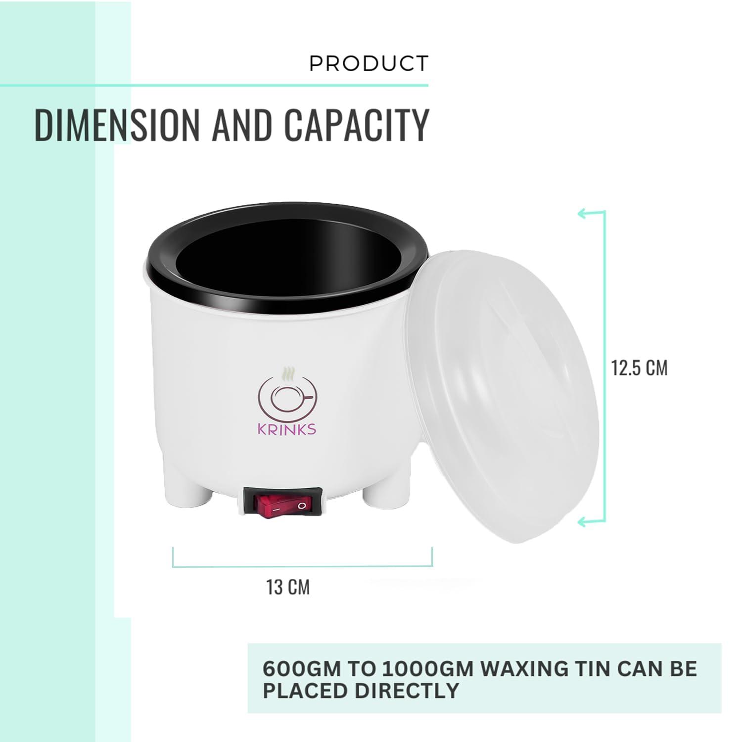 KRINKS KRINKS Wax Heater for Waxing for Women with Wax Applicator for Women | Wax Machine for Waxing | Easy to Use | Made in India | White Color, Pack of 1 Heater and 1 Spatula