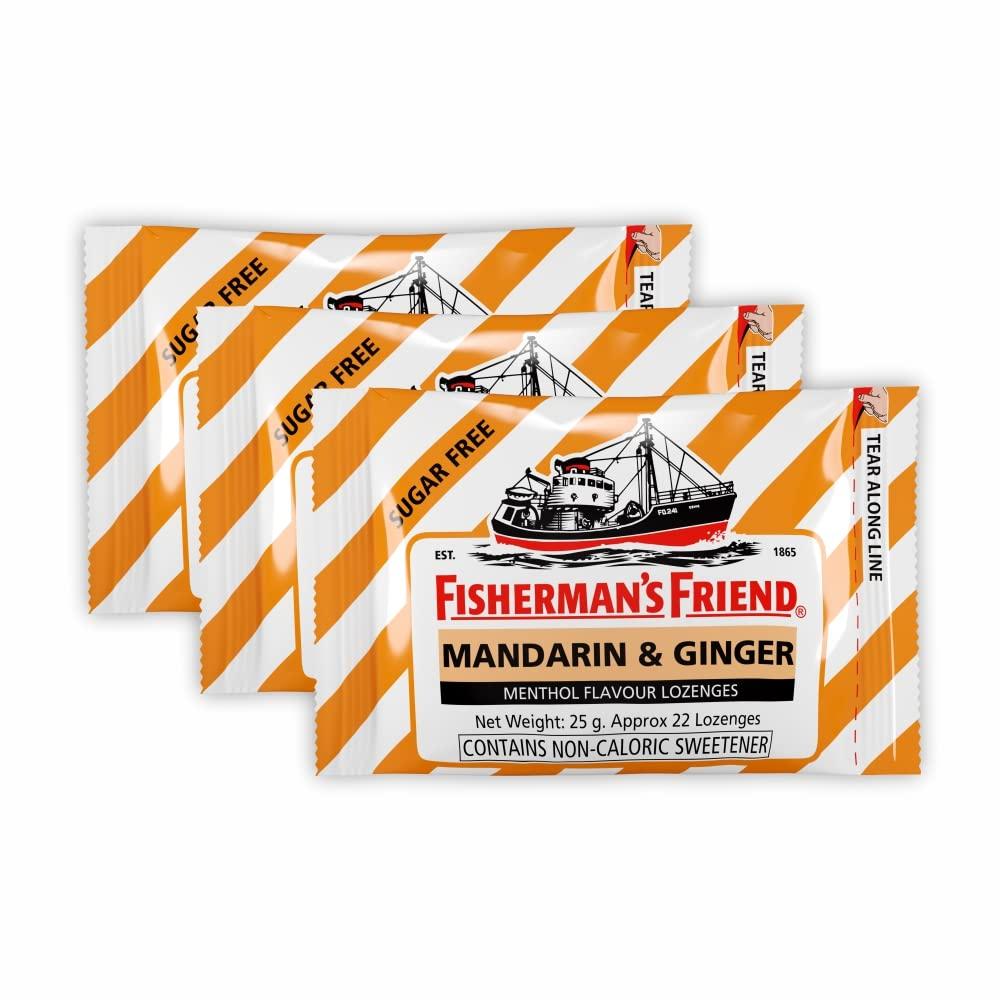 Fisherman's Friend Fisherman\'s Friend Mouth Freshener - Mandarin & Ginger- Refreshing and Soothing Lozenges 25g (Pack of 3)