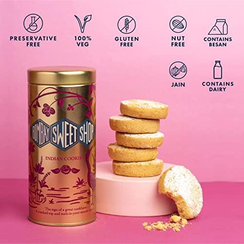 BOMBAY SWEET SHOP Bombay Sweet Shop Indian Gluten-free Cookies | Nankhatai | Tea-time Snack | 100% Vegetarian & No Preservatives (150gm, Pack of 4)