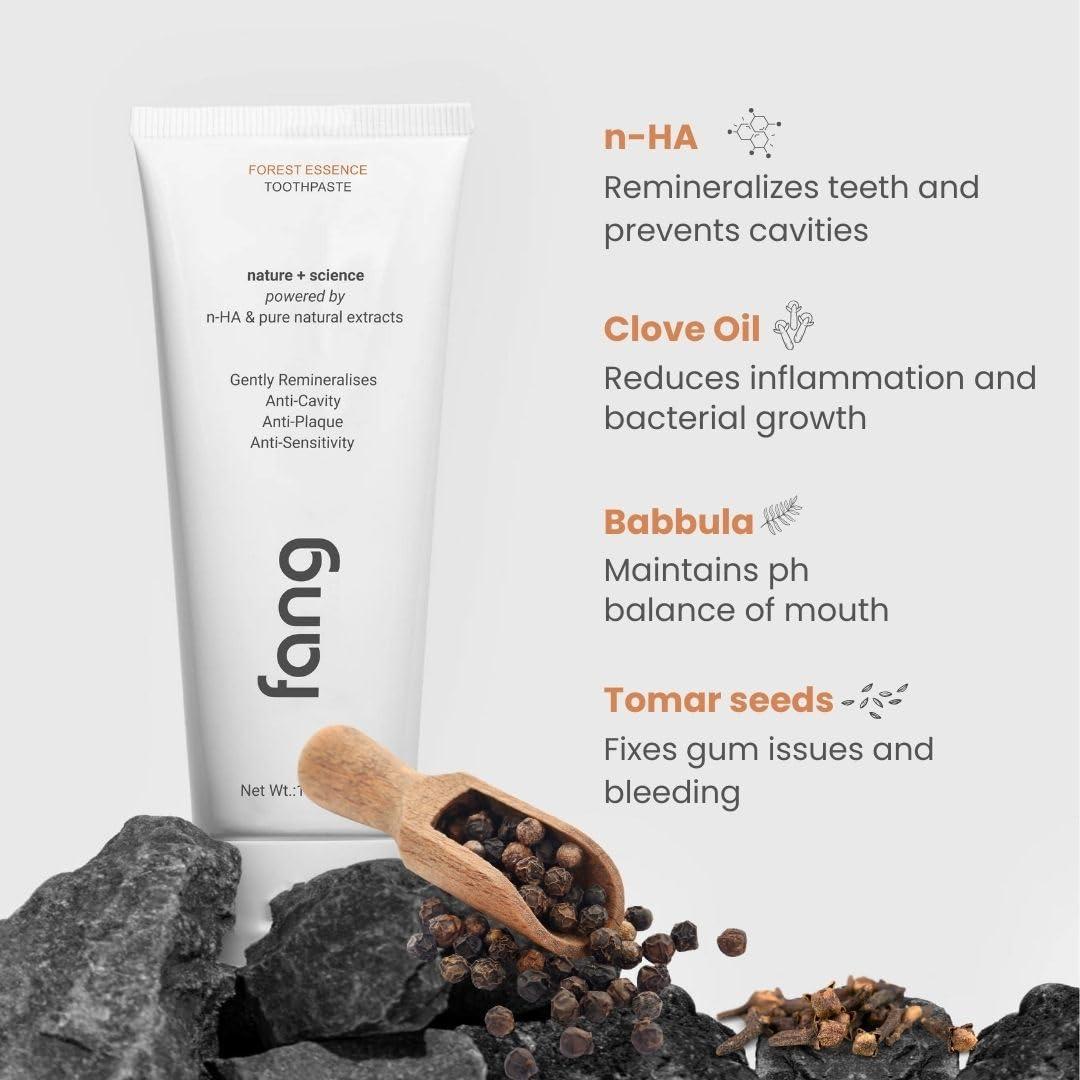 Fang Fang Forest Essence Natural Toothpaste|Fluoride Free Hydroxyapatite|Teeth Whitening|Heals Sensitive Teeth|Fights Cavities,Gum Diseases & Bad Breath|SLS & Chemical Free|Organic, Vegan (Forest Essence, 1)