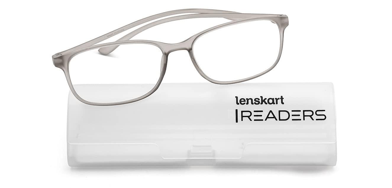 LENSKART PLUS Lenskart READERS | Grey Rectangular Full Rim Reading Eyeglasses | For Men & Women | For 2.5 Power | LR E13698