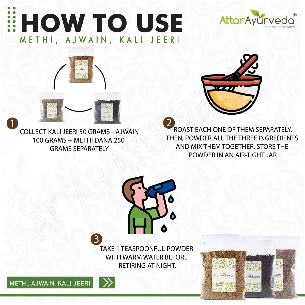 ATTAR AYURVEDA ATTAR AYURVEDA Methi, Ajwain, Kali Jeeri Seeds Combo Pack(400 Grams)