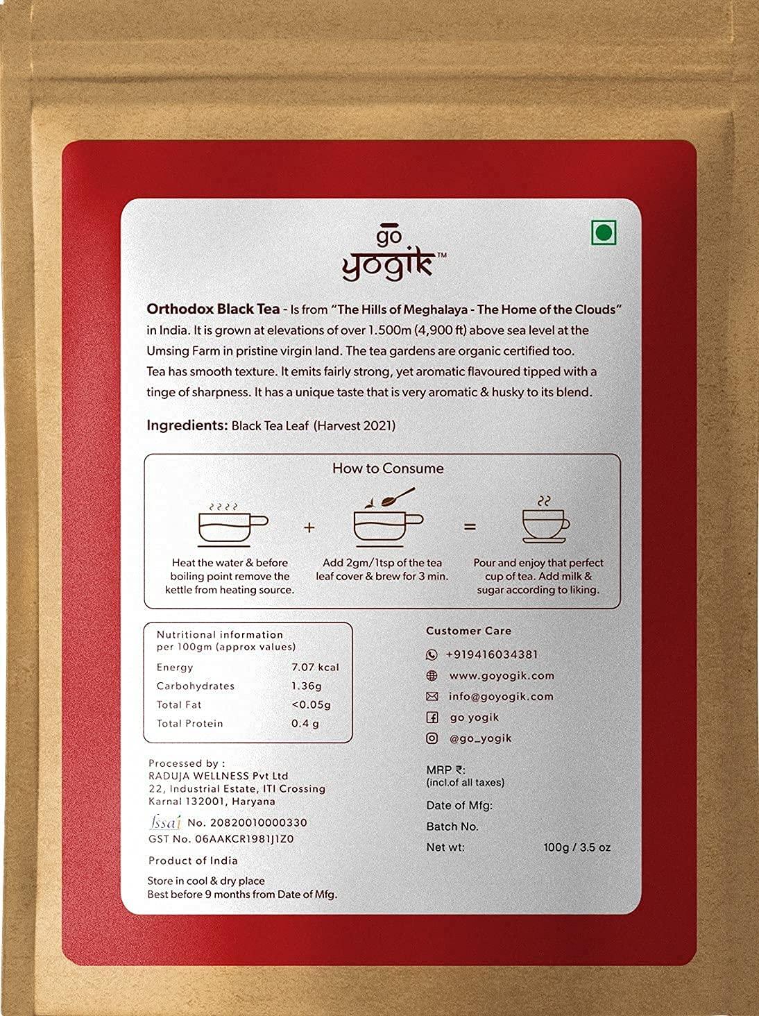 Generic Go-Yogik Black Tea loose leaves from Meghalaya [ 100g ] | Organic by nature