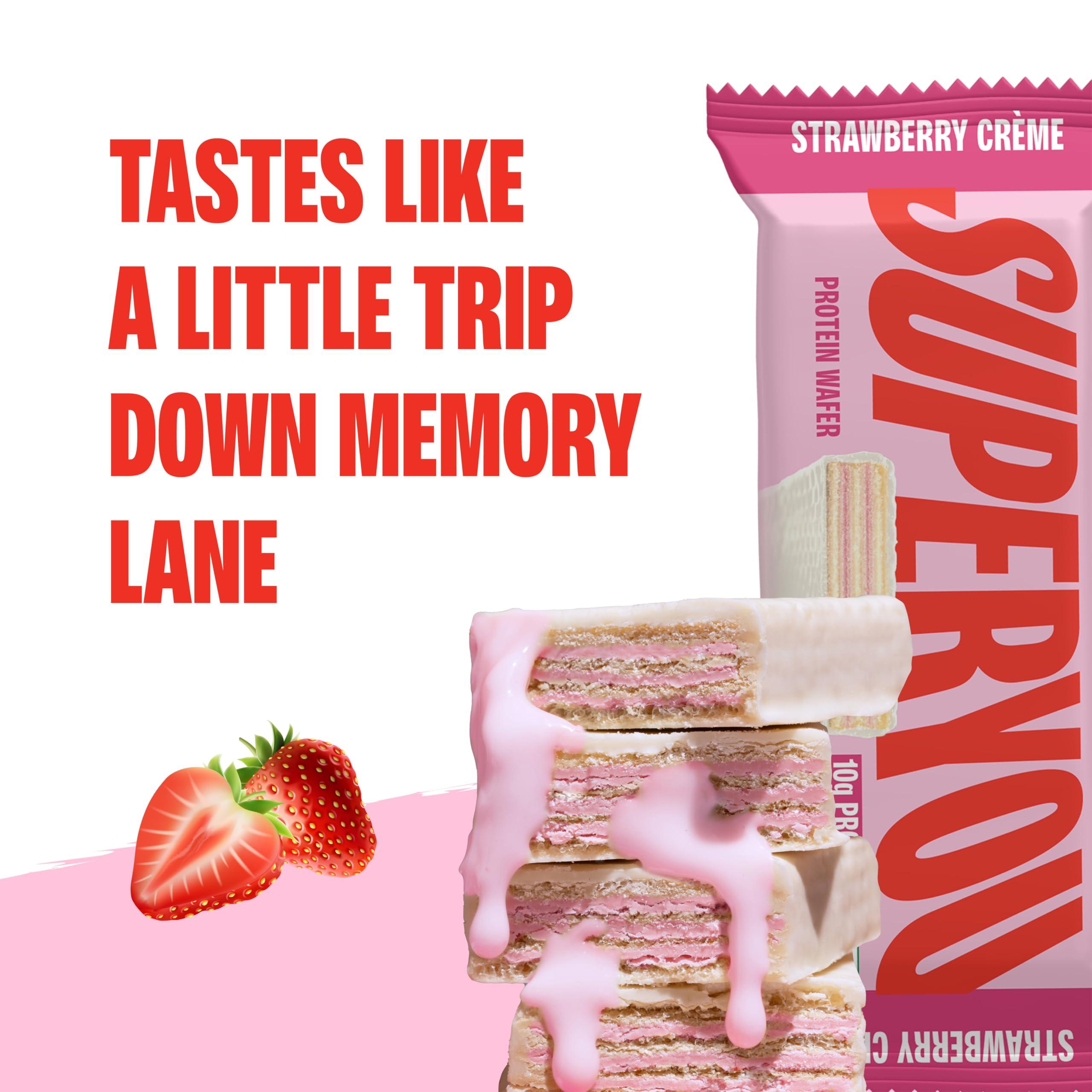 Superyou SuperYou Strawberry Protein Wafer Bars (Pack of 10)|10g Protein, 3g Fiber, No Added Sugar|Yeast Fermented Protein|Energy Bars|Crunchy Wafer Bar|100% Vegetarian|No Palm Oil|400g