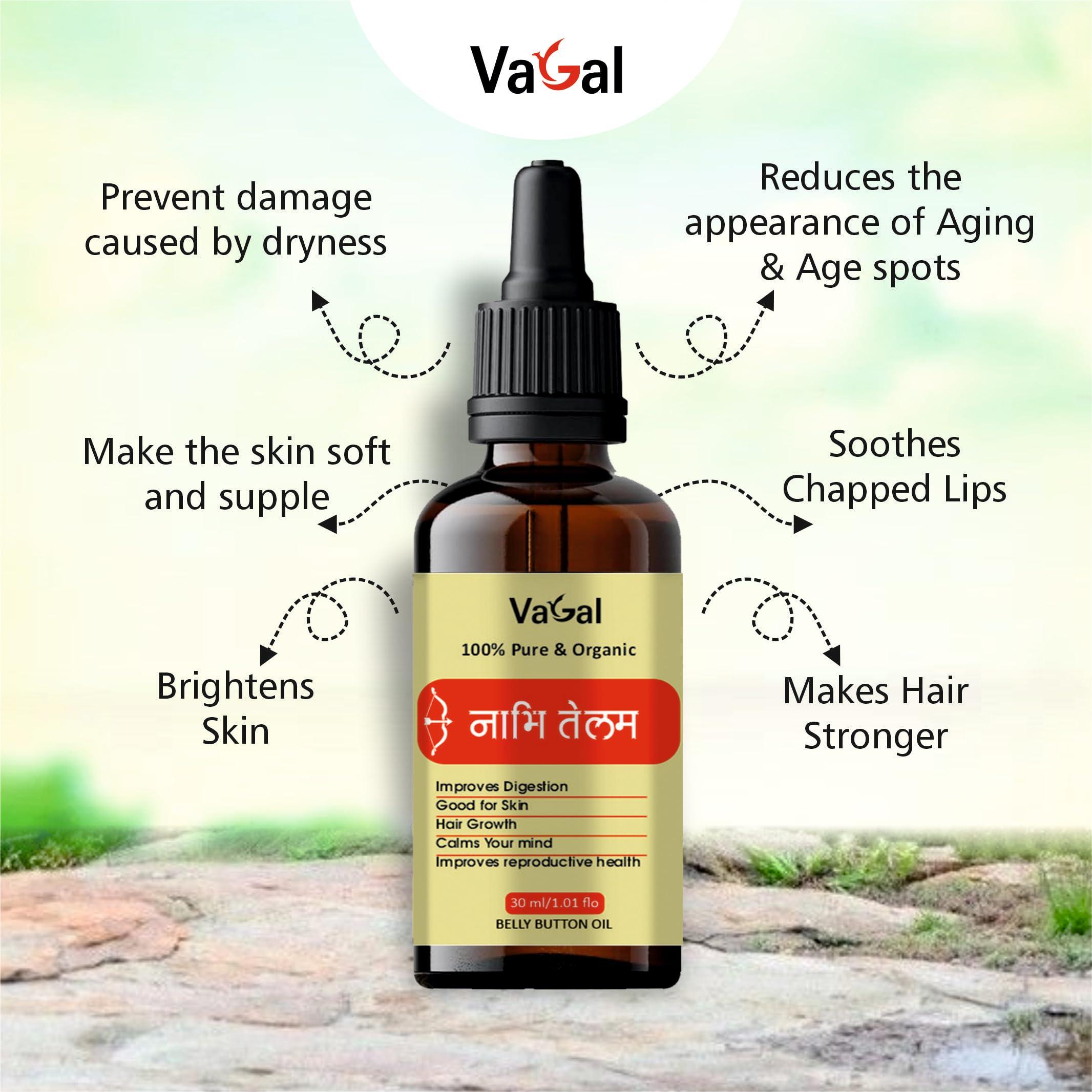 VAGAL Vagal Original Nabhi Tailam 30ml (Pack of 2) | Ayurvedic Multi Benefit Pure Nabhi Oil | Belly Button oil for Skin & Hair | Nabhi Oil ayurvedic for Health and Beauty | 2 x 30ml