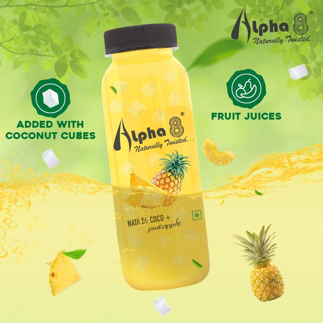 ALPHA 8 ALPHA 8 Natural Energizer & Immunity Booster, Healthy Juice, High Fiber, Real Natural Taste Juice (Pineapple, 200 ml (Pack of 24))