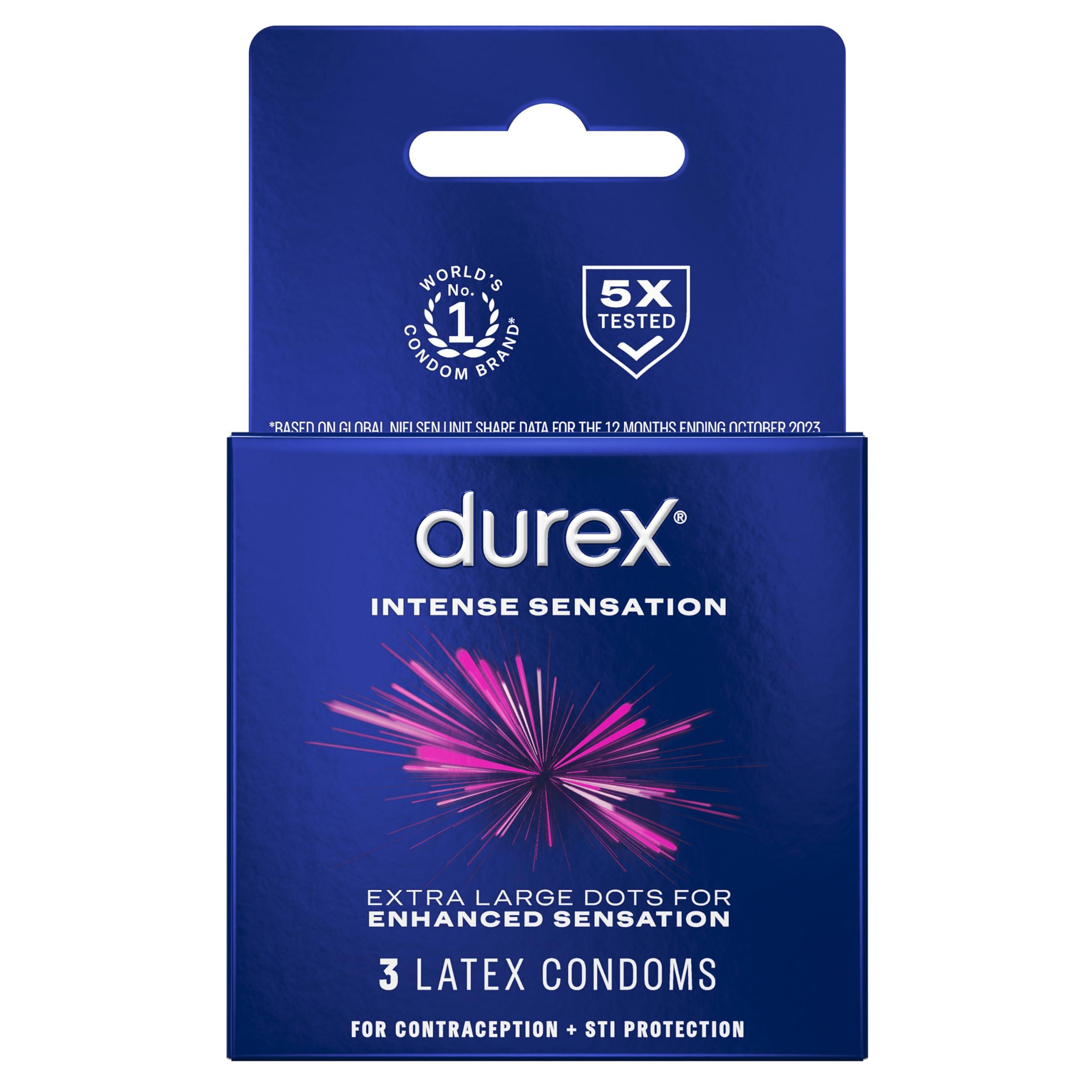 Durex Durex Intense Sensation Extra Large Dots Ultra Fine Lubricated Latex Condoms, 3 Count
