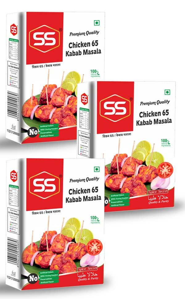 SS MASALAS SS MASALAS Chicken 65 Kabab Masala Powder 100g Box Pack of 3.