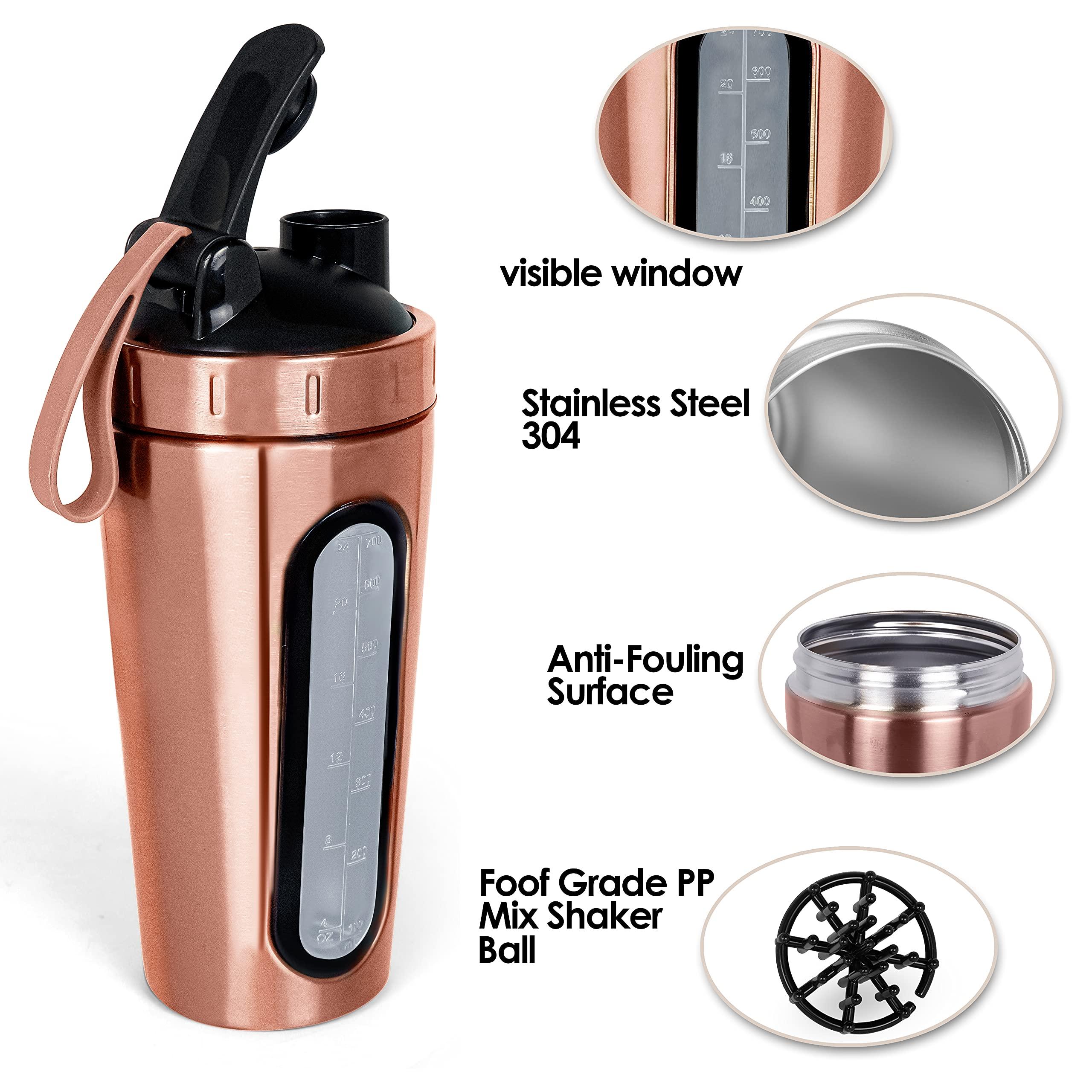 BURRDOFF BURRDOFF Bpa Free Stainless [Visible Window] Steel Shaker Bottles For Protein Shake, Gym (Copper Rose Gold) - 950 Ml, Pack Of 1, 850 Milliliter