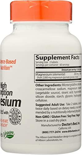 Doctor's BEST Doctor'S Best High Absorption Chelated Magnesium - 100 Mg, 120 Tablets