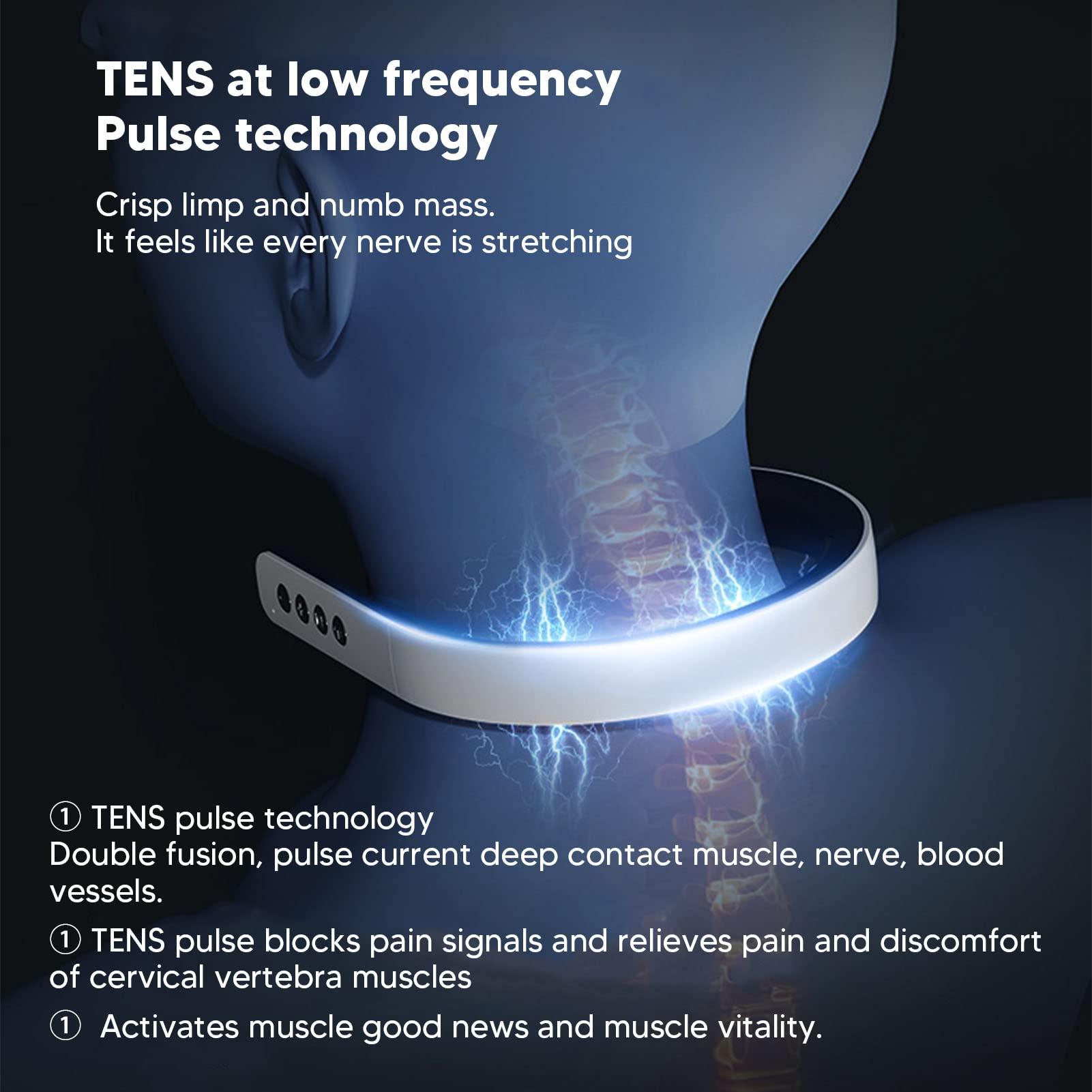 Rengu Intelligent Neck Massager, Soothing Portable Powerful Intelligent Neck Massage Instrument for Men for Office (Blue)