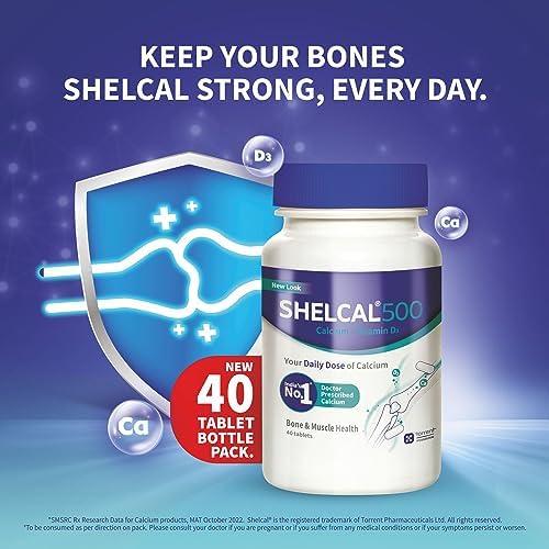 Torrent Torrent Shelcal 500 Calcium Tablets With Vitamin D3 (40 Tablets) | For Healthy And Strong Bone, Joint & Muscles |Calcium Supplement X Pack Of 3