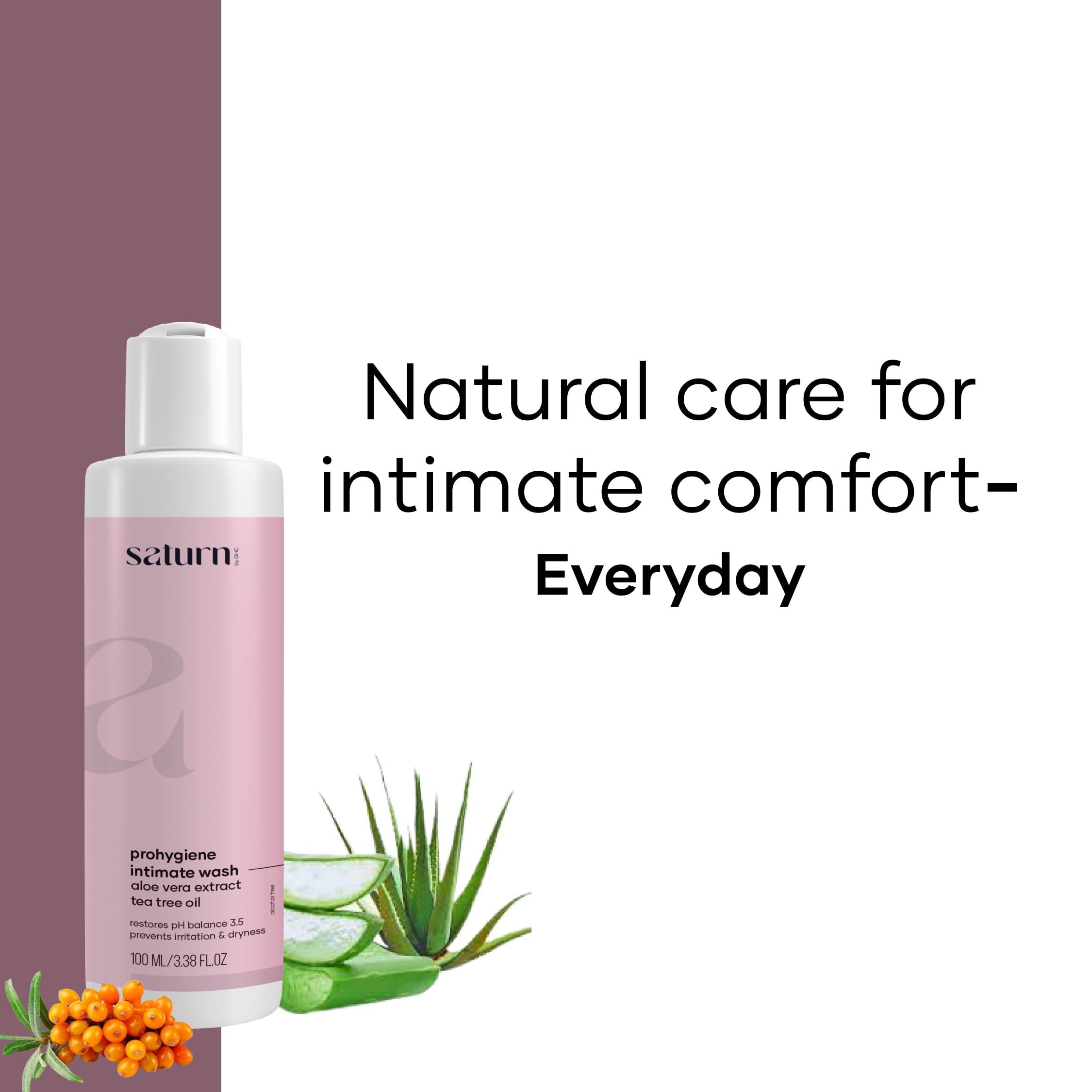 Saturn by GHC Saturn by GHC ProHygiene Intimate Wash: Aloe Vera & Tea Tree Oil Formula - Liquid Wash for Dryness, Itchiness, Irritation Prevention | Balances pH, Paraben-Free - 100ml (Pack of 2)