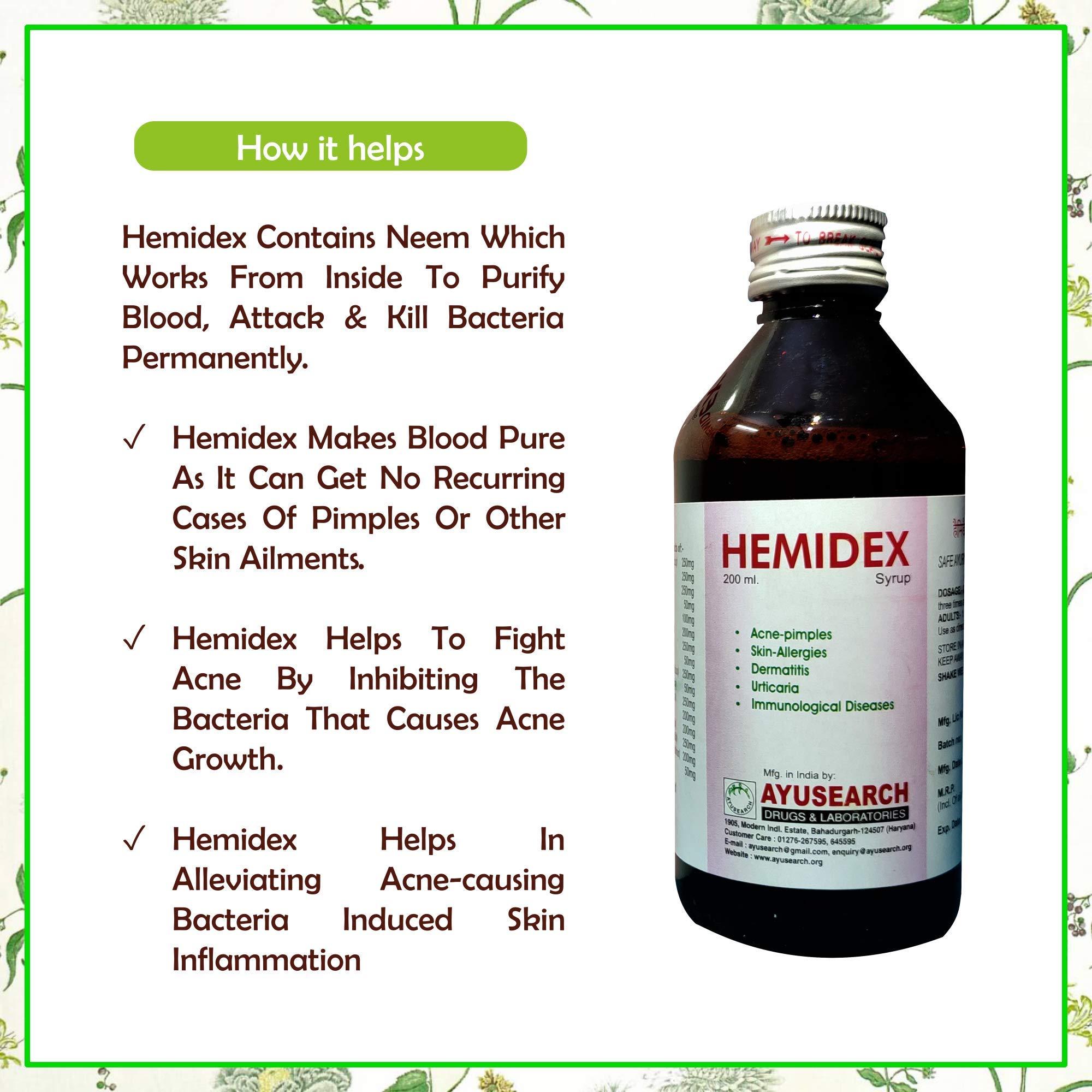 Ayusearch Ayusearch Hemidex Syrup Ayurvedic Blood Purifier Skin Wellness Body Detox 200 ML Each (Pack of 03)