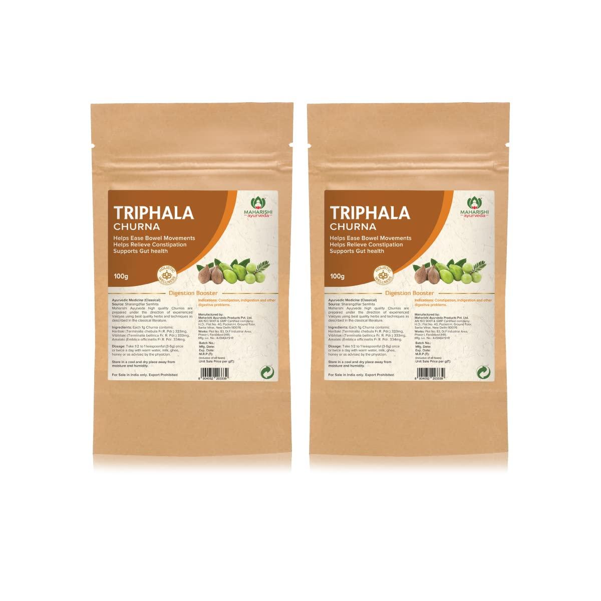 Maharishi Ayurveda Maharishi Ayurveda Triphala Churna -100 g Pack of 2 | Triphala Powder with Haritaki, Amalaki, Vibhitaki | For Bowel Movement | Relieves Constipation | For Digestion, Gut Health, Gas & Acidity Relief