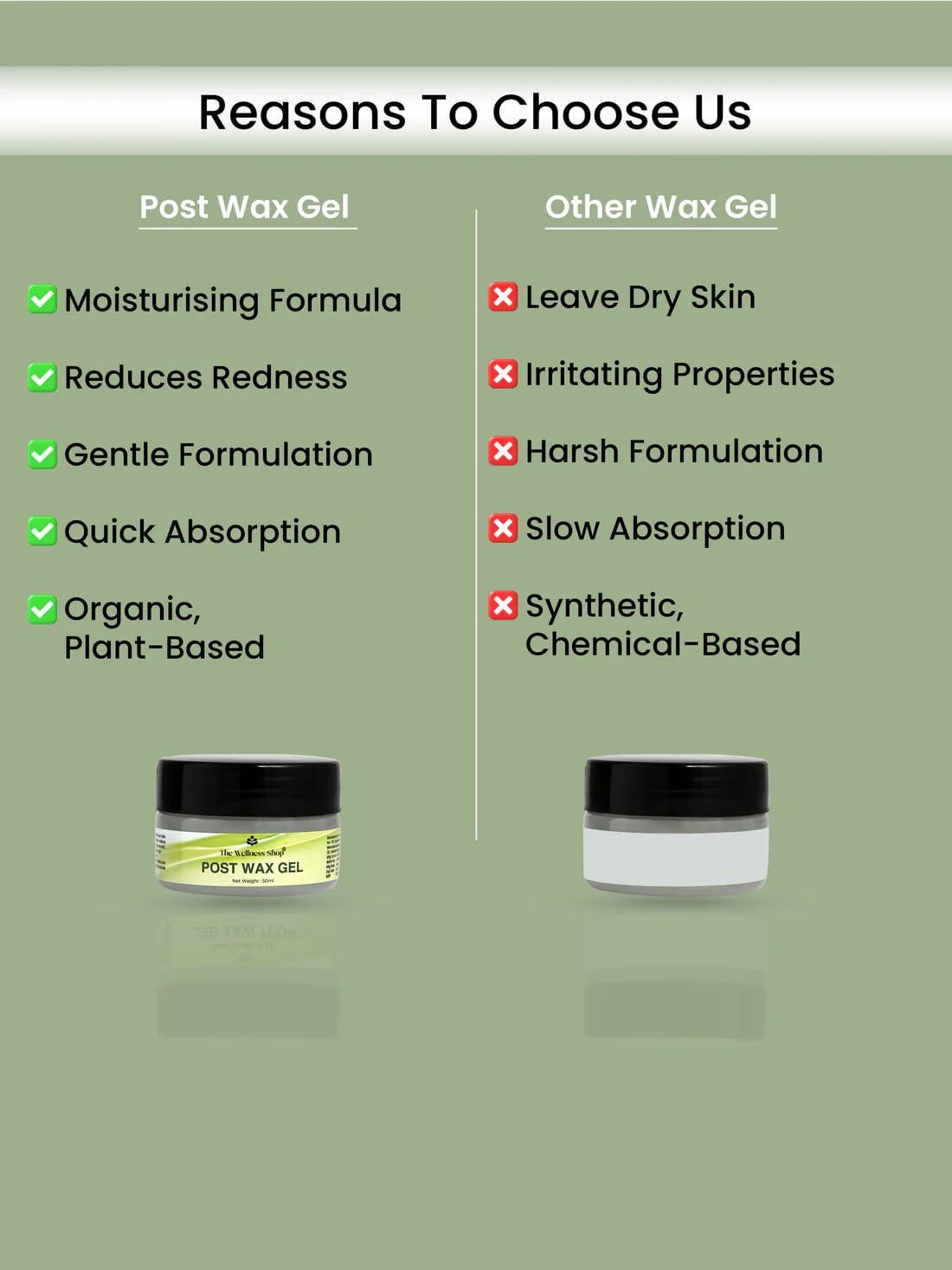 The Wellness Shop The Wellness Shop Post Wax Claming Gel | With Aloe-Vera and Vitamin E | For Soothes Irritation and Redness | Deeply Hydrates and Nourishing | Easy to Absorbs | Organic Ingredients | 50ML