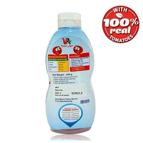 VARUN AGRO PROCESSING FOODS PRIVATE LIMITED Fresh Tomato Ketchup 450 gm Bottle, Sweet & Tangy Sauce tamota sauce onion garlic - Super Saver Offer Pack (Grocery items in kitchen)