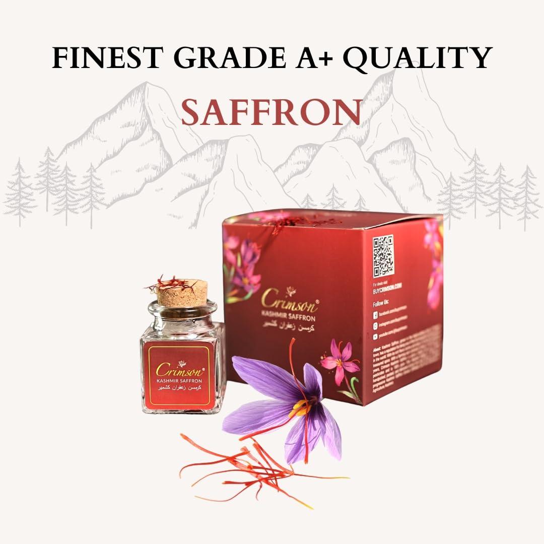 CRIMSON Crimson Kashmir Saffron 1gm | Kashmiri Kesar | Kashmir Saffron | Mongra Saffron | Zafran | Keshar