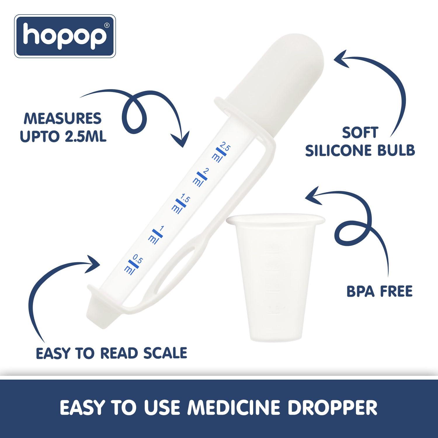 Hopop Hopop Medicine Dropper for Baby | Soft Silicone Head Baby Medicine Dropper & Dispenser | Medicine Feeder | Suitable from 0+ Months | BPA Free | White