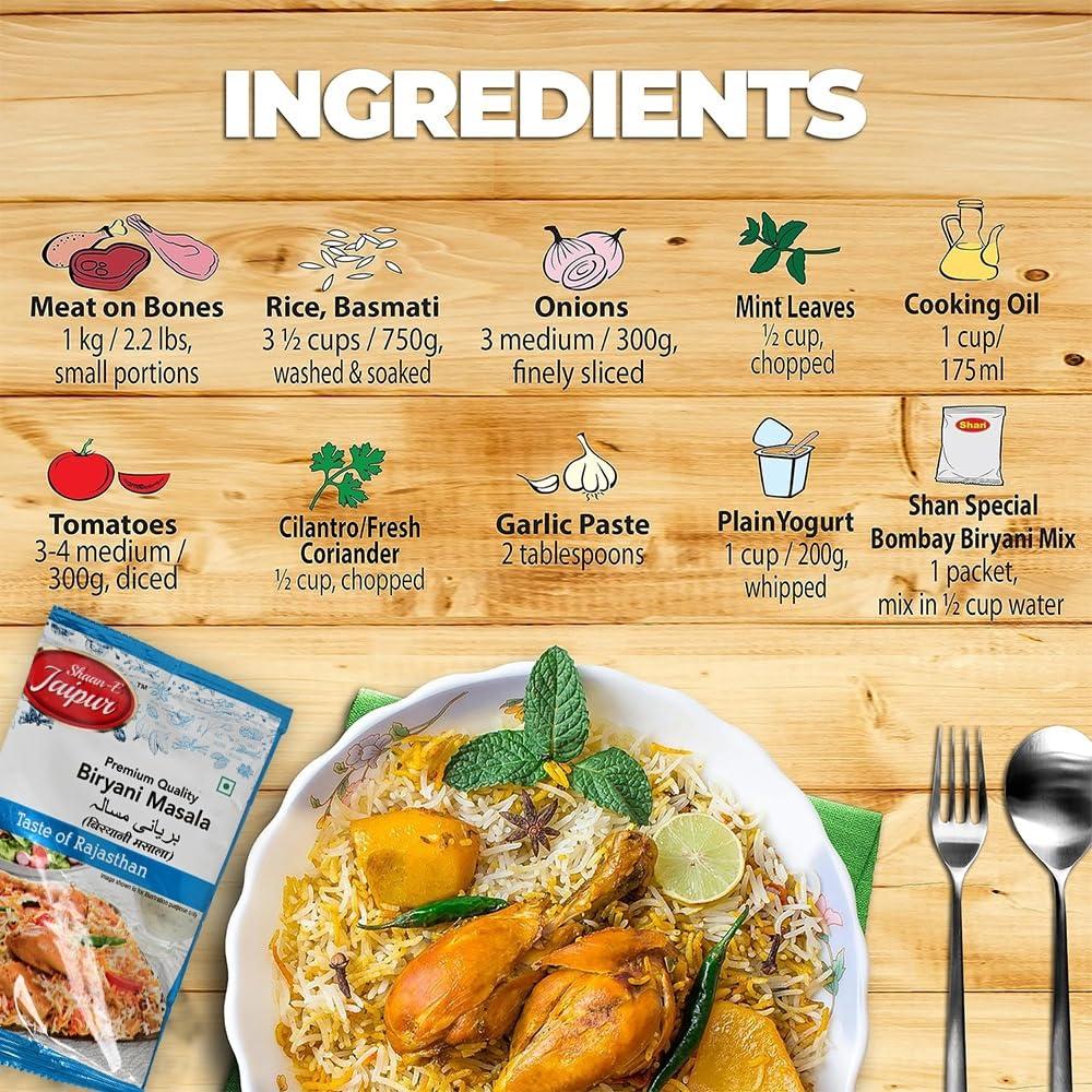 SHAAN-E JAIPUR Shaan-E Jaipur Biryani Masala, Perfect blend of Indian spices | Chicken Biryani Spice Mix Masala | NO Added Artificial Colours & Flavours | 50 gm Each (Pack of 3)