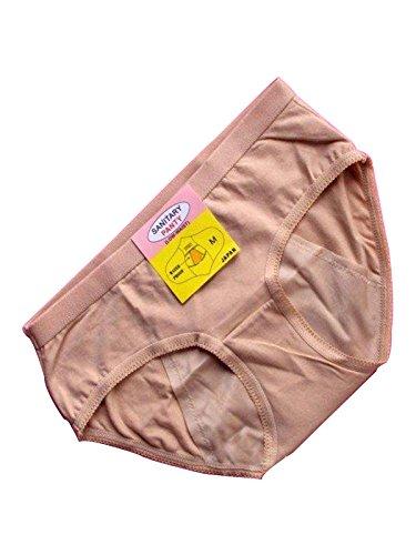 GLAMORAS GLAMORAS Women's Organic Cotton Period Menstrual Sanitary Leakproof Protective Panties Underwear(Pack of 2) Black/Beige, Qty 2, Free Size