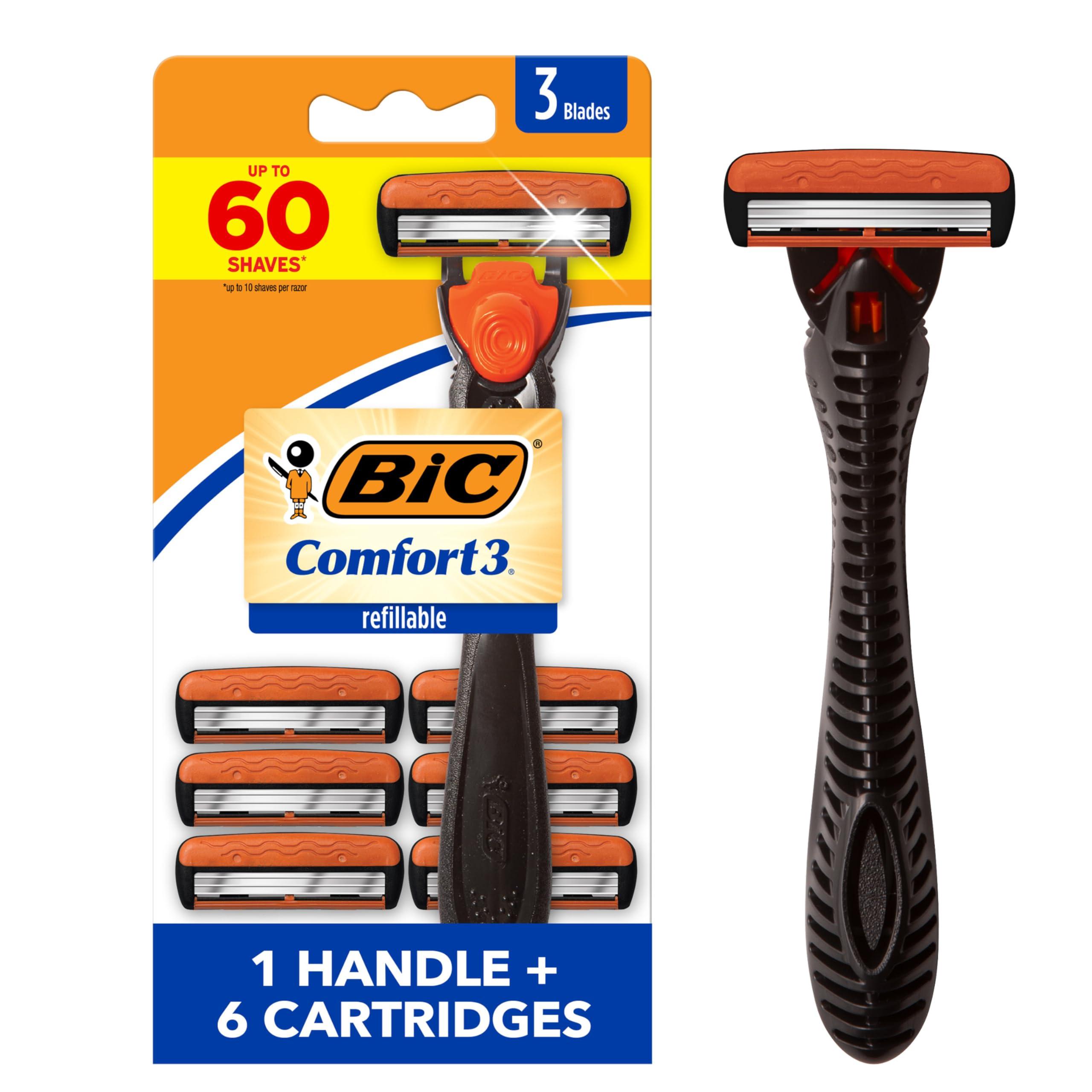 BIC BIC Hybrid Comfort 3 Disposable/System Shaver, Men, 6-Count