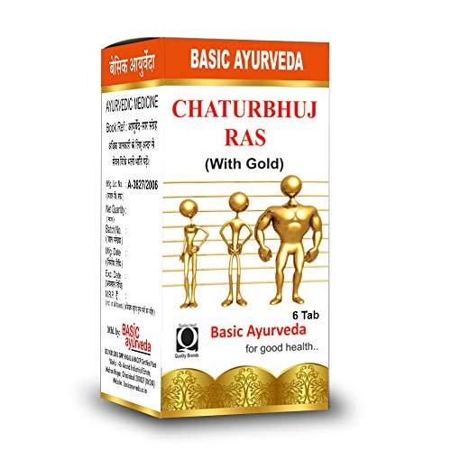 BASIC AYURVEDA BASIC AYURVEDA Chaturbhuj Ras with Gold 6 Tablets | Ayurvedic Supplements for Good Health | A Powerful Blend of Natural Ingredients Extra Strength Formula