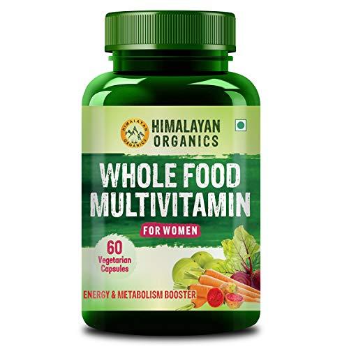 HIMALAYAN ORGANICS Himalayan Organics Whole Food Multivitamin for Women -60 Veg Capsules & Plant Based Collagen Builder for Hair and Skin with Biotin and Vitamin C - 90 Veg Capsules