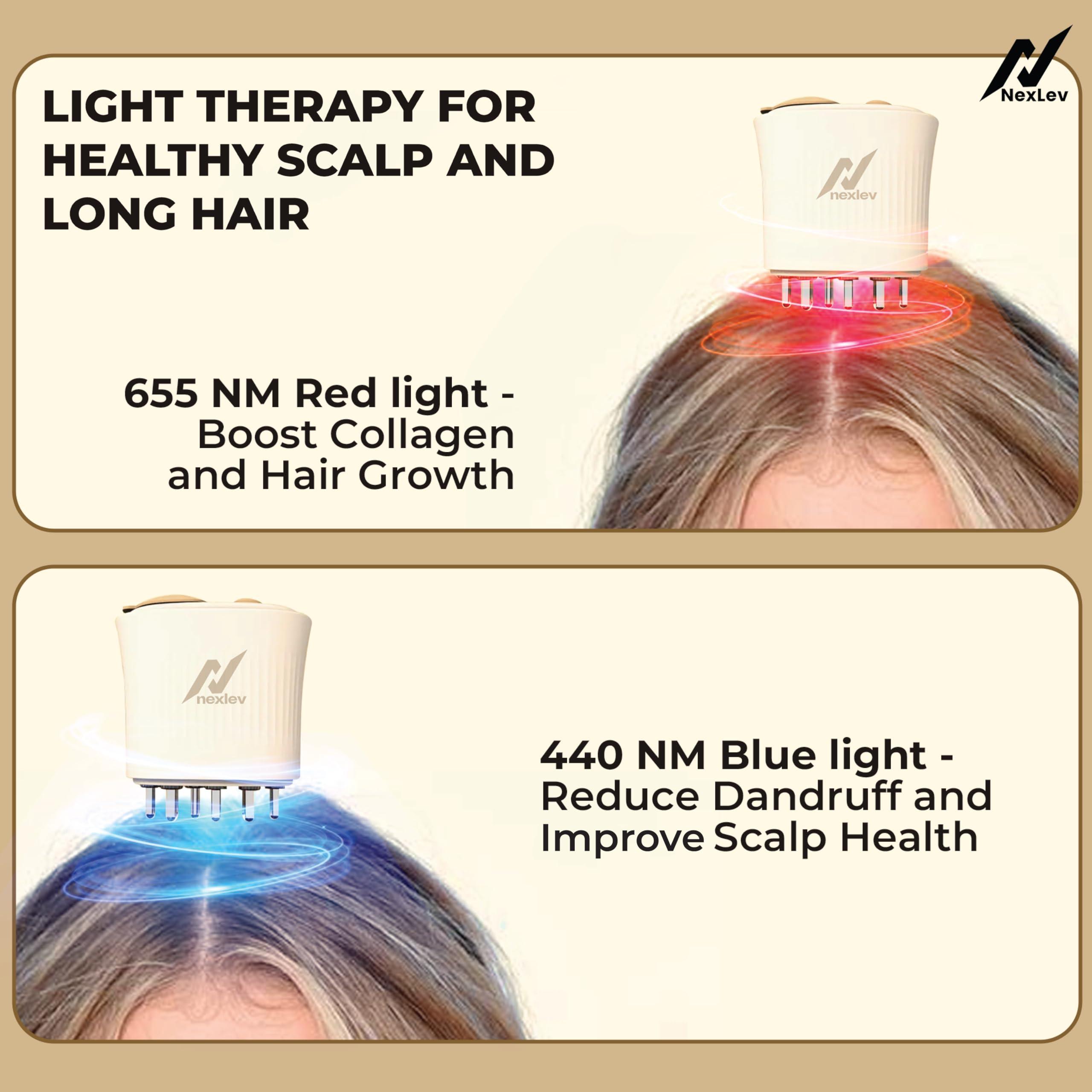 nexlev NexLev Nourish Hair Oil Applicator|Red & Blue Light Therapy|EMS Microcurrent To Boost HairGrowth|10ml Oil Tank| 60 Min Run Time|High-Frequency massage for better absorption| IPX7 Waterproof| EA-01 Pro