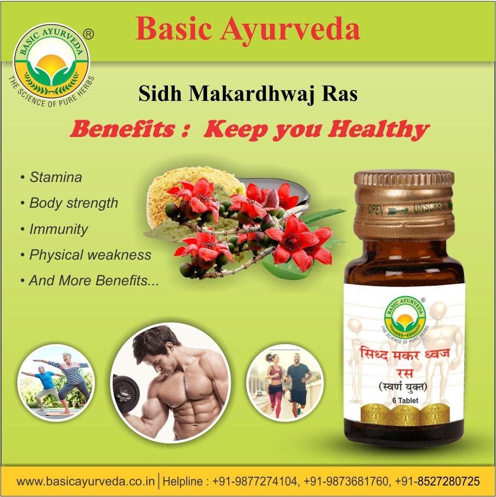 BASIC AYURVEDA BASIC AYURVEDA Sidh Makardhwaj Ras With Gold & Pearl 12 Tablets | Ayurvedic Supplements For General Weakness