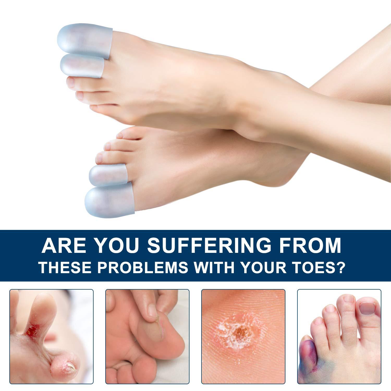 Promifun Promifun Gel Toe Cap Protectors, 10 Packs of Toe Guards, Silicone Big Toe Covers for Men and Women, Toe Sleeves for Relieving Missing or Ingrown Toenails, Corns, Blisters, Hammer Toes