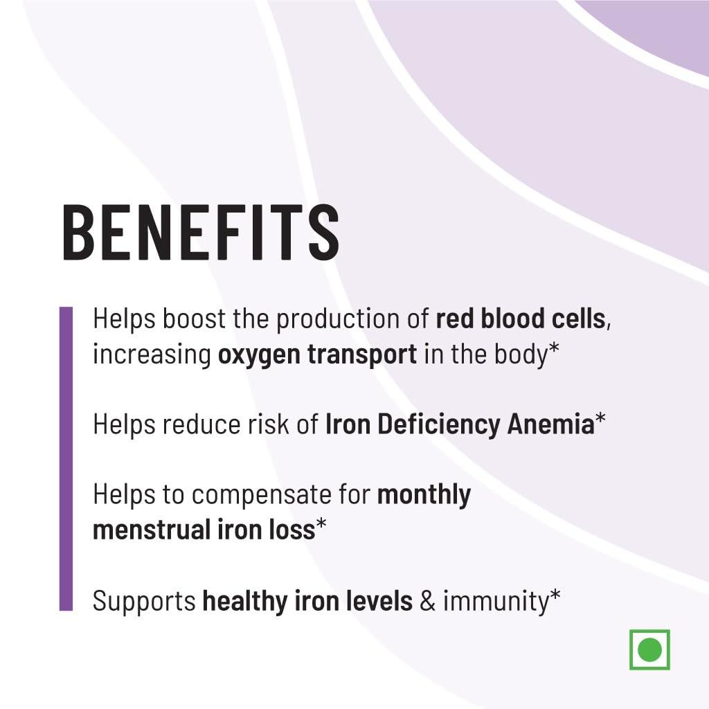 Unived Unived Women\'s Iron | Iron BisGlycinate Supplement for Women with Ferrous bisglycinate & Vitamin C for Optimal Absorption | Essential for Vegan & Veg Diets | Zinc Free | 60 Vegan Capsules