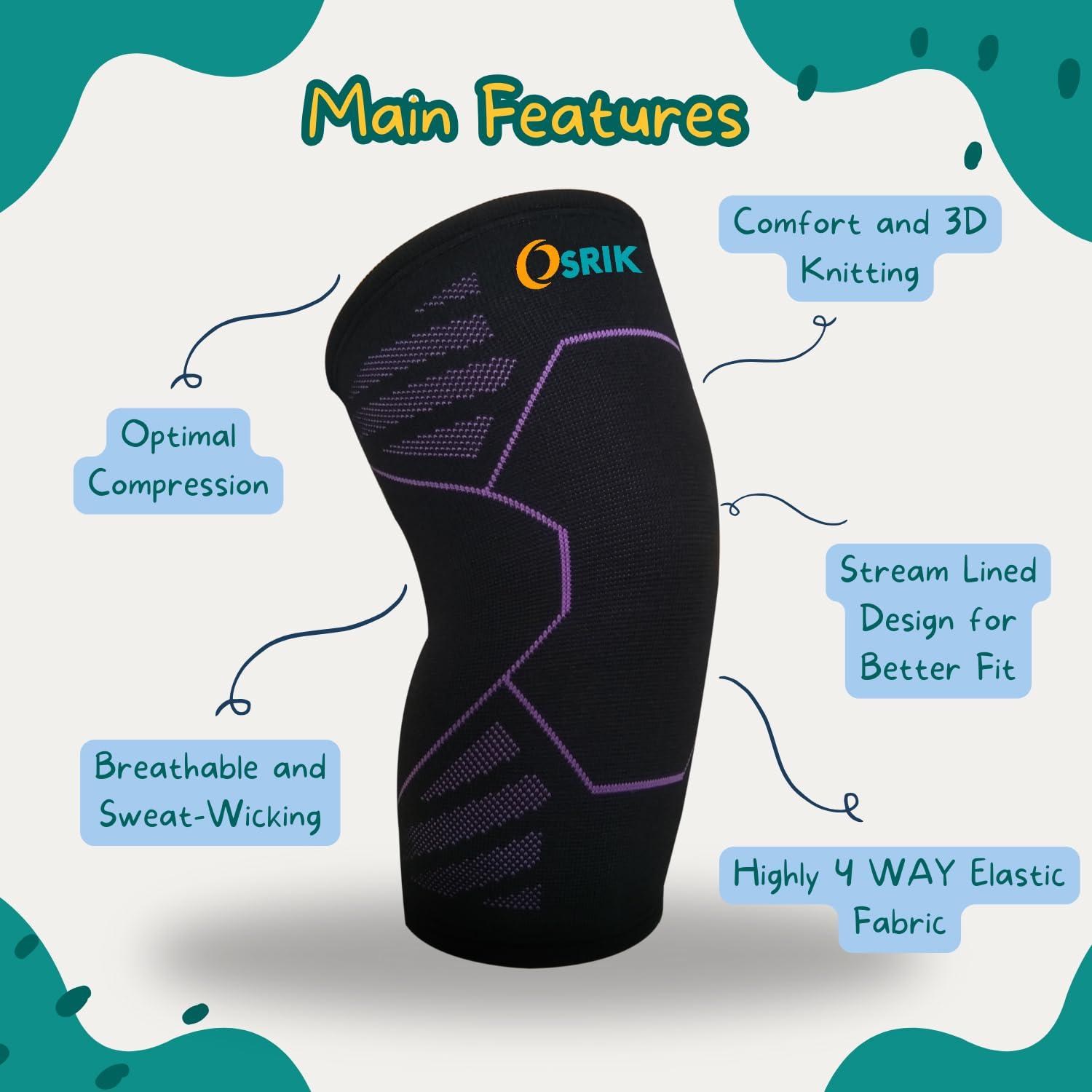 OSRIK OSRIK Knee Support for Men & Women Gym Knee Cap for Women Knee Pad Knee Sleeves Knee band for Knee Pain Relief (Medium)