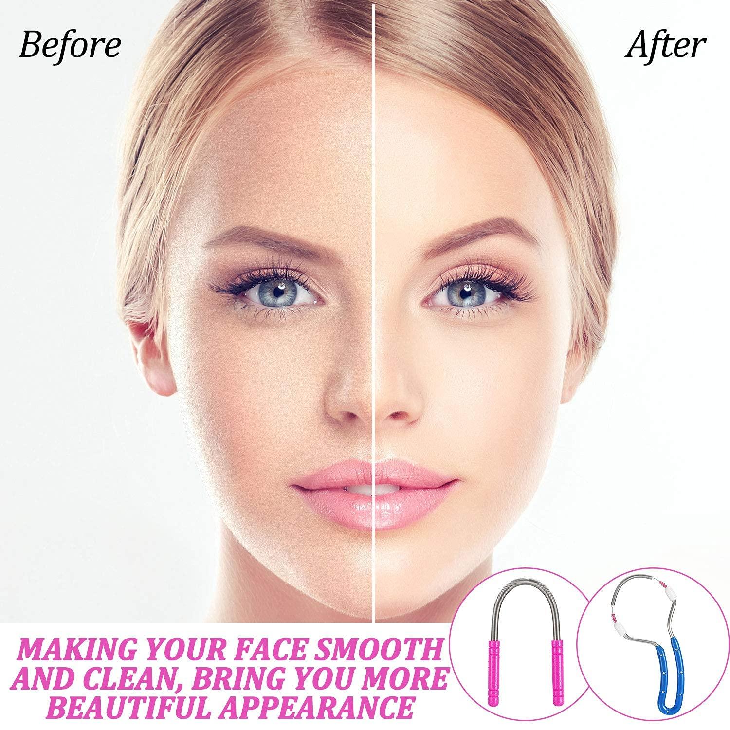 GOHO 2 Pieces Spring Facial Hair Remover Manual Epilator Spring Face Hair Roller Threading Epilator Tools for Face Hair Removing Supply