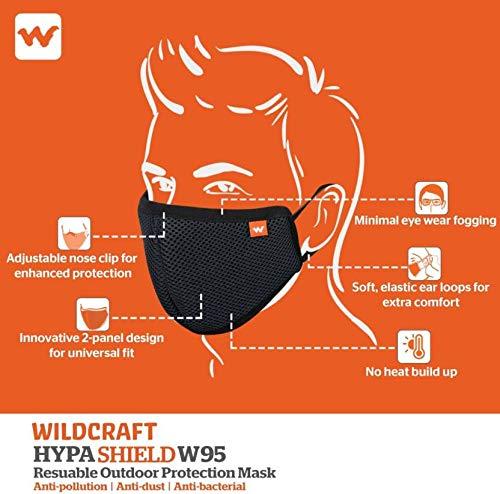 Wildcraft Wildcraft hypashield super mask reusable outdoor protection mask 12535-black (black, m), (pack of 5)