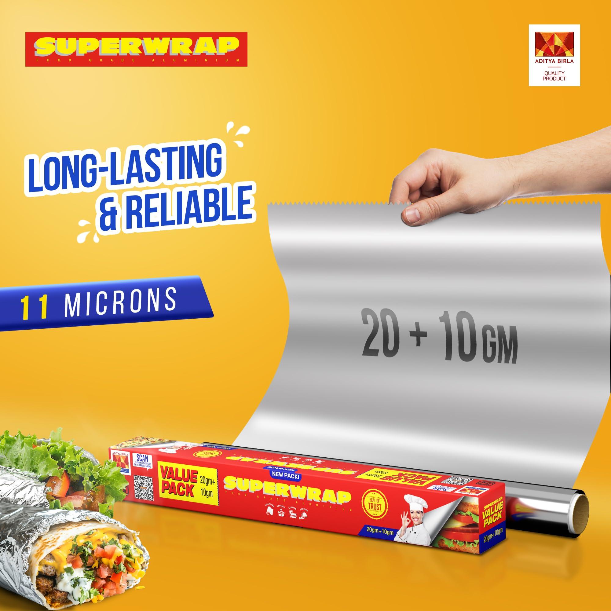 HINDALCO Hindalco Superwrap Aluminium Foil 20g + 10g (pack of 3) - 4 Meters per pack
