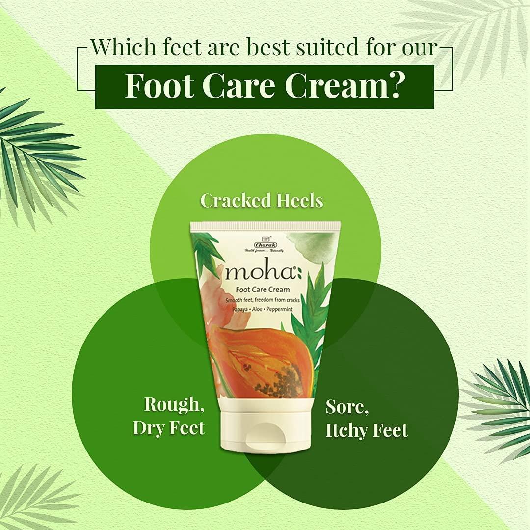 Moha: moha: Foot Cream For Rough, Dry and Cracked Heel, Feet Cream For Heel Repair With Benefits Of Aloe Vera, Papaya & Peppermint (Nail + Foot Care 100ml Each)