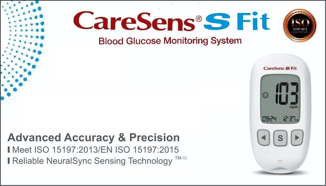 CareSens N CareSens S Fit blood Glucose Monitor with NeuralSync Sensing Technology With 10strips free multicolour