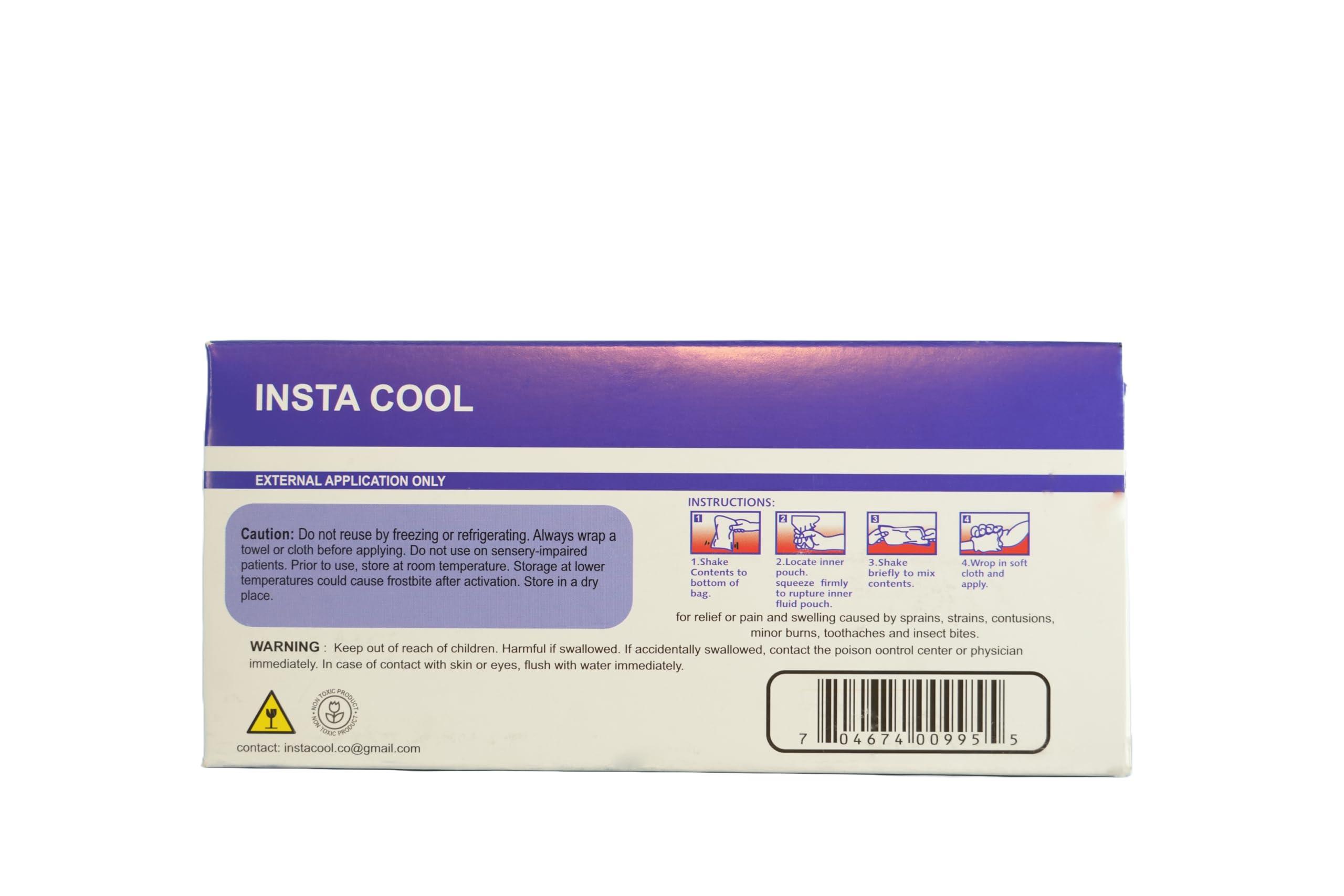 Instacool INSTACOOL Instant Cold Pack (4\" x 8\") Set of 2 Disposable Cold Therapy Ice Packs for Pain Relief, Swelling, Inflammation, Sprains, Strained Muscles, Toothache and for Athletes & Outdoor Activities