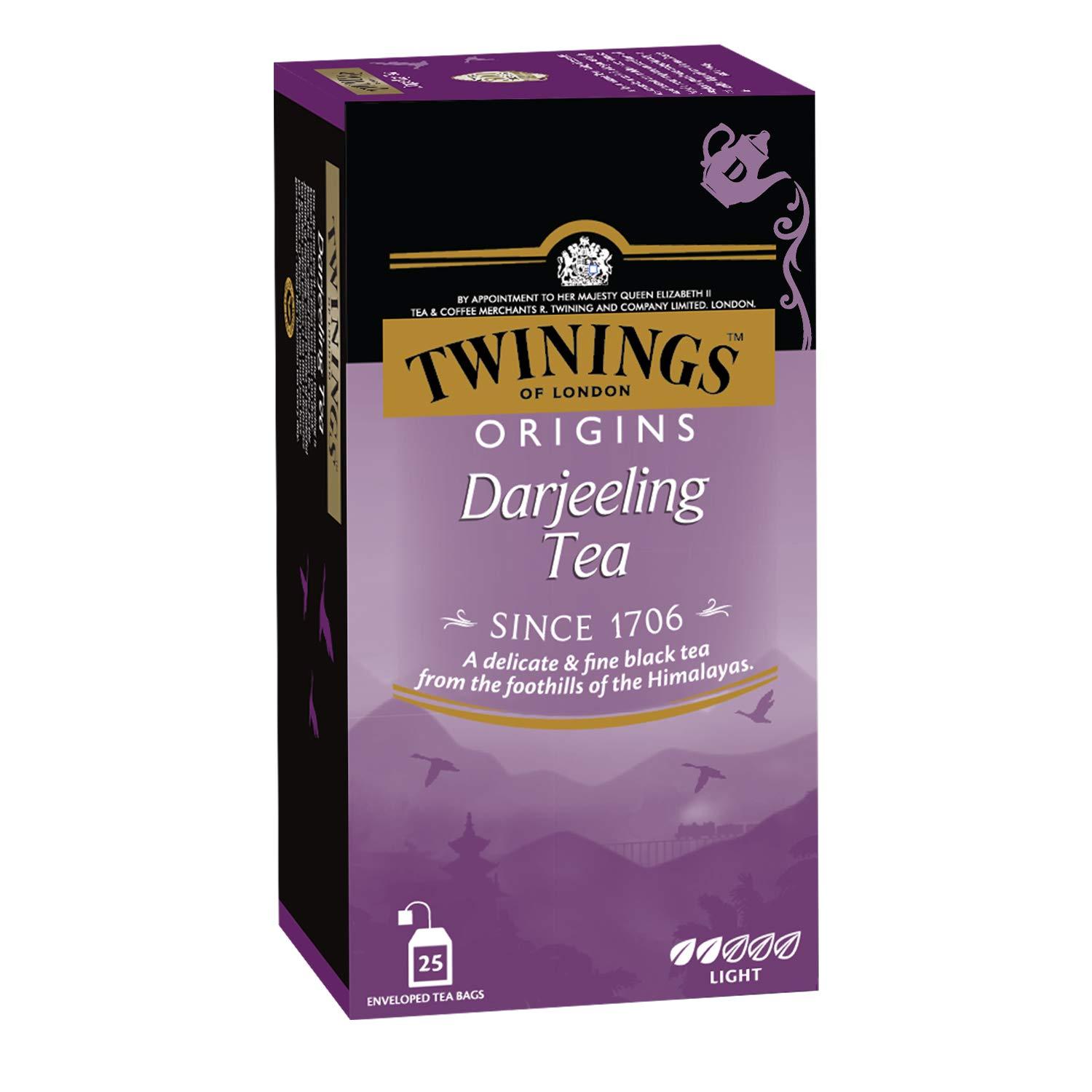 Twinings Twinings Darjeeling Tea,25 Teabags,Premium Black Tea,Twinings Origins,Light Strength,Delicate&Subtle,50 Gm,Pack of 25