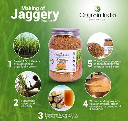 Orgrain India Orgrain India Organic Jaggery Powder, 1.2 Kg (Pack of 2*600g) | Hand Crushed Gur Powder | Organically Grown | No Preservatives Added | No Artificial Flavors